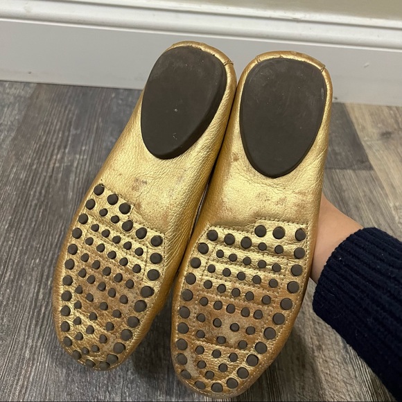 Lilly Pulitzer leather loafers flat shoes gold size 8.5 - Picture 6 of 10